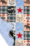 32" x 32" Rodeo" multi-printed boys baby blanket w/ faux fur. BL073001-32*32inches