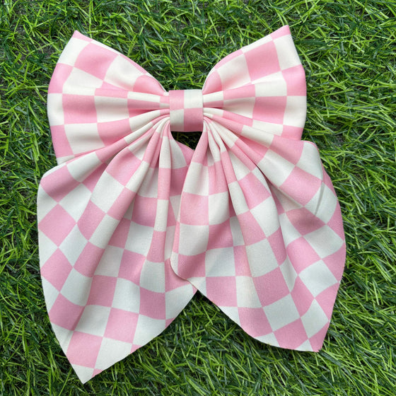 Checkered  alligator clip coquette hair bows. 4pcs/$10.00