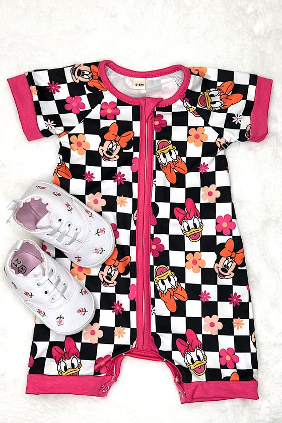 Checker printed & character baby romper with snaps. SR112301-AMY