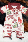 Highland cow & aztec printed baby romper with snaps. SR110107-Jeann