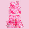 Pink floral printed tank top & skort. GSD100101-JEAN