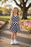 Black & white checkered tank top and skort set. GSD081902-AMY