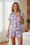 Lt. Blue with fuchsia western printed pajamas for Women. MOM-GSSO101510-AMY