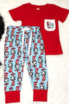 The Cat in the hat" Red tee-shirt with cat in the hat boys pajamas set. BSPO110702-Wendy