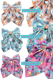  Blue* printed coquette hair bows w/alligator clip. (4PCS/$10.00) BW-2025-2