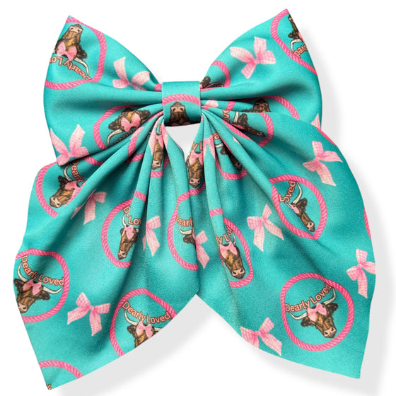 Western printed coquette hair bows w/alligator clip. BW-2025-5