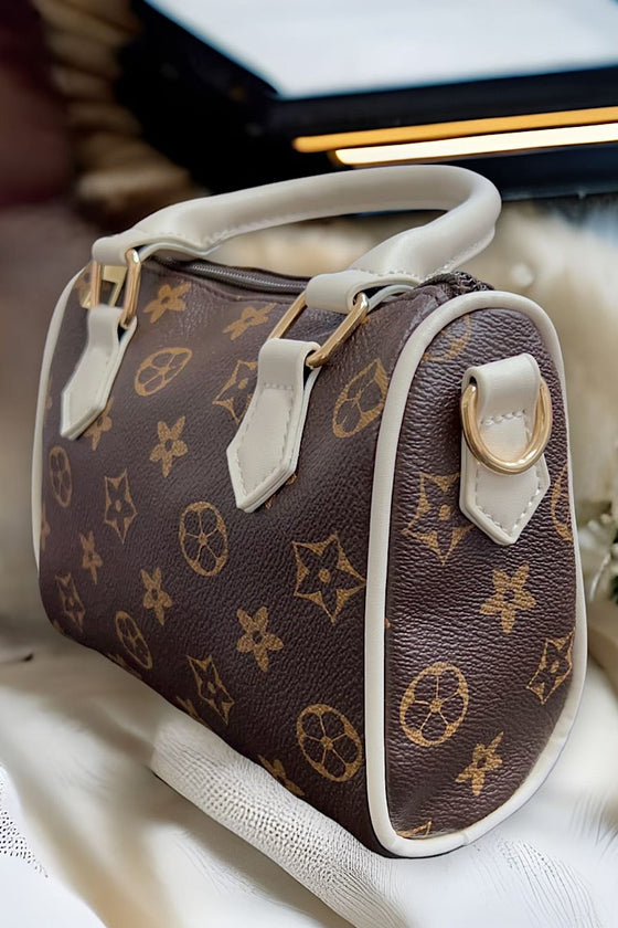 BROWN & WHITE TRIM STAR PRINTED CROSSBODY & TOTE BA. BBG65153002