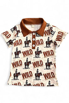  "Wild like the west" Cowboy printed boys shirt. BT112303-JEAN