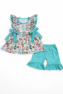  Dr.Seuss printed tunic & ruffle shorts. GSSO121102-SOL