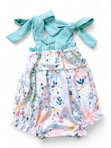  Girls floral baby romper with snaps. SR103101-SOL