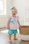 🌸Pastel floral smocked girls set. OFG20114009 AMY