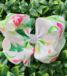  Pomegranate printed double layer hair bows. (4pcs/$10.00) BW-DSG-956.