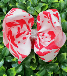  Fuchsia cow spotted double layer hair bows. (4PCS/$10.00) BW-DSG-962