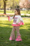 Howdy, Howdy" Cheeta bull skull printed tunic & cheetah bottoms. OFG60711 AMY