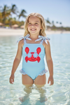 Crab applique on blue bodysuit. SWG60122 SOL
