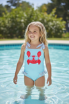 Crab applique on blue bodysuit. SWG60122 SOL