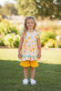 Sweet orange on pink tunic and yellow shorts. OFG60282 JEAN