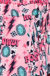 Howdy" pink skirt with side fringe. DRG65153042-AMY