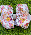 Pencil & Flower printed back to school double layer hair bows. 4pcs/$10.00 BW-DSG-5144