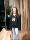 Teddy bear application black sweatshirt. TPG65153080 JEAN