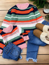 🔶Multi-color stripe knit sweater mom. TPG651322001-MOM