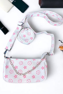  White w/pink star printed crossbody purse. BBG60152005 M