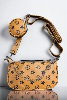  Khaki star printed crossbody purse. BBG60152006 M