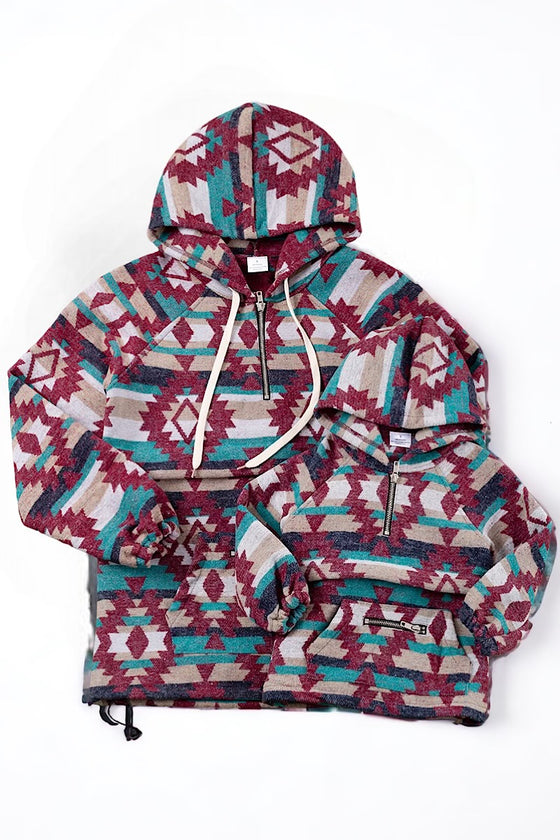 UNISEX Aztec printed pullover sweater with hoodie.TPG651122242 LOI