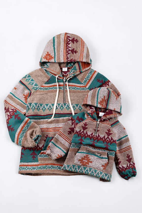 Mom Aztec pullover with hoodie. TPW65113016 LOI