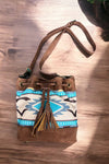 Soft faux leather crossbody bag with aztec print. BBG65153007