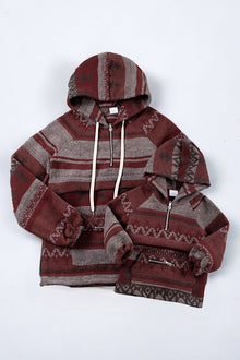  Mom maroon & gray Aztec pullover with hoodie. TPW65113014-sol