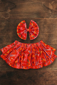  GEOMETRIC BLOOM SKIRT / DOUBLE LAYER RUFFLE. (HAIR CLIP INCLUDED) DK-DLH2321KAMY