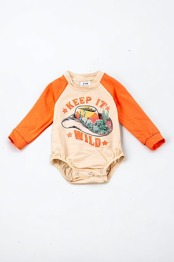 Keep it wild" graphic printed infant onesie w/ snaps. RPG65143008-JEANN