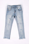 Super stretchy light blue skinny jeans w/distressed hem. PNG25153020-WENDY