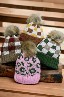 Multi-printed knit beanies/ available in 4 designs. 2pcs/$10.00 ACG5011302
