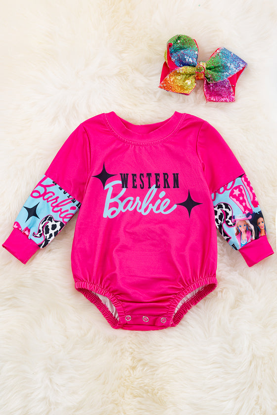 Western Barbie" graphic printed baby onesie with snaps. RPG65153093-LOI
