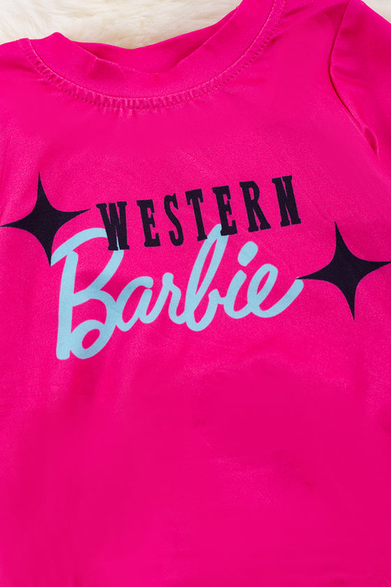 Western Barbie" graphic printed baby onesie with snaps. RPG65153093-LOI