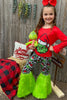Character printed red top & cheetah pants w/furr. FRE-JEANN