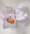 Embroidered pumpkin moon stitch hair bows. BW-DSG-5152