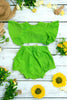 Neon green with open back crop top set.  T-DLH2310K- WEN