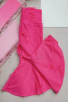 neon pink distressed bell  pants. K-DLH2304K-amy
