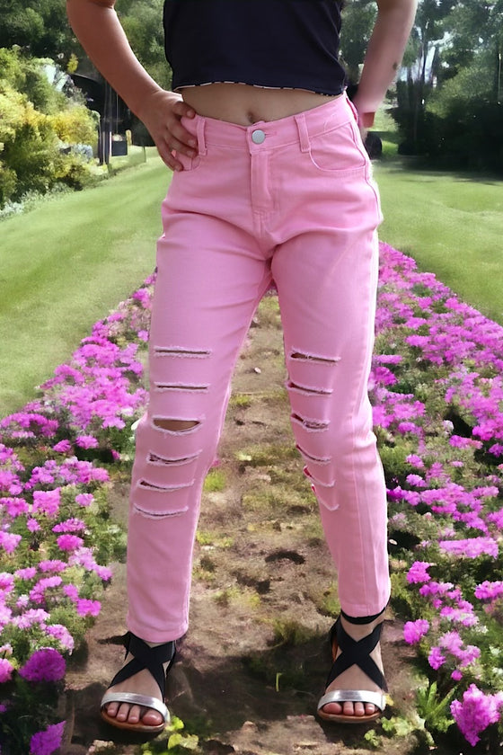 Lt.pink ripped skinny jeans. PNG25133062-LOI