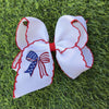 5" Patriotic Bow Embroidered boot western hair bow. (4PCS/$10.00) BW-DSG-5108