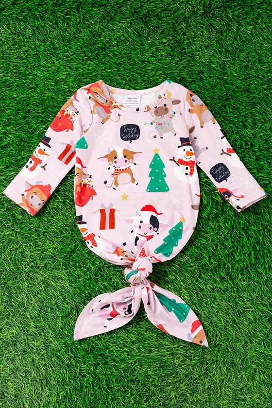 Christmas in the farm printed baby gown. PJG50133004