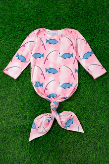  Gone fishing pink baby gown. PJG65113014