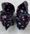 Floral character printed double layer hair bows. (6.5"wide 4pcs/$10.00)BW-DSG-848