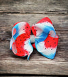 watermelon /blue printed double layer hair bows. (6.5"wide 4pcs/$10.00)BW-DSG-855