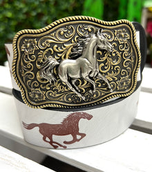  Horse buckle & horse printed belt. BLT-10325