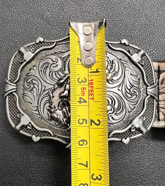 Horse rider oval buckle & horse print. BLT-10321