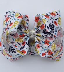  Floral printed double layer hair bows. (6.5"wide 4pcs/$10.00) BW-DSG-878